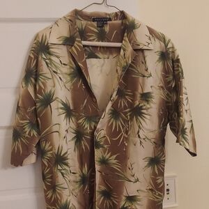 Tommy Bahama Brown Palm Print Casual Button Down Shirt